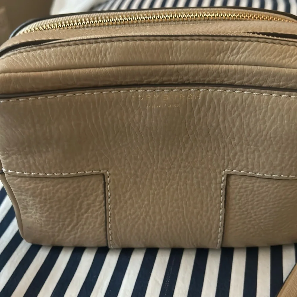 Tory Burch Taupe Leather Crossbody Bag